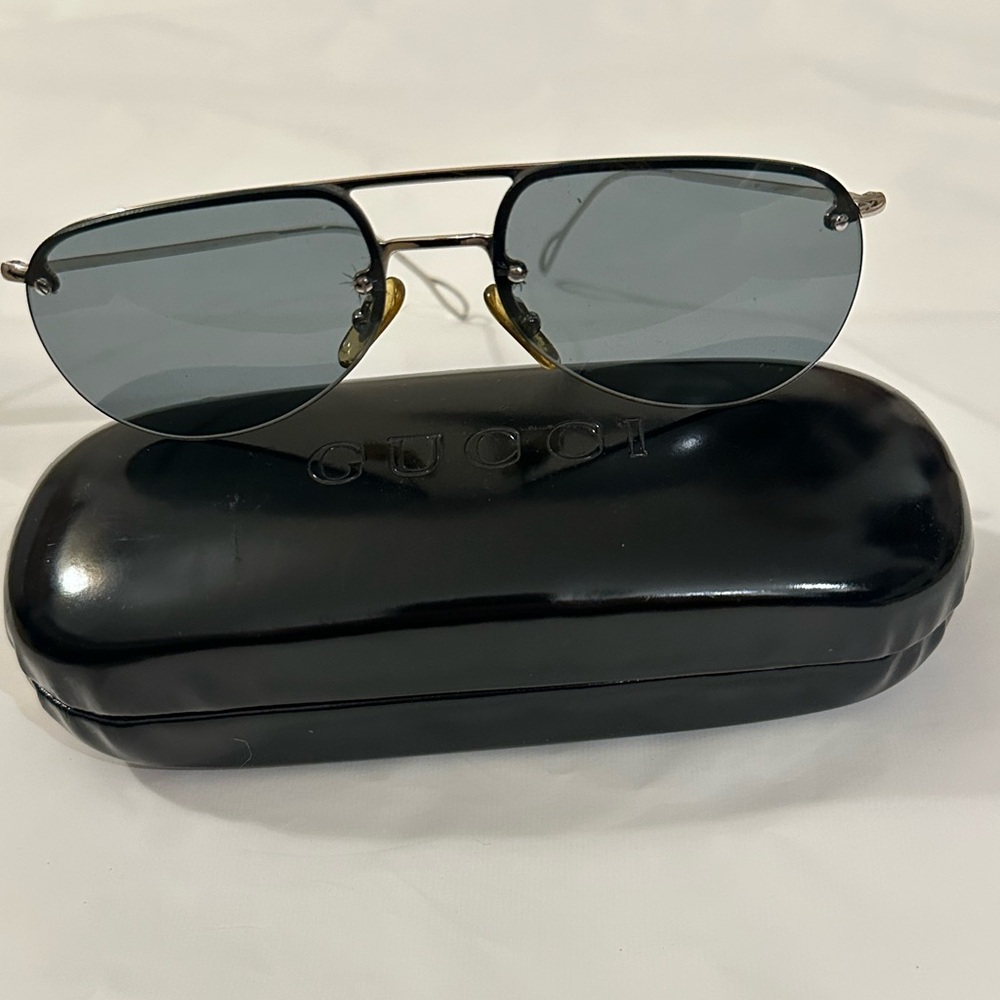 Gucci Silver Aviator Sunglasses